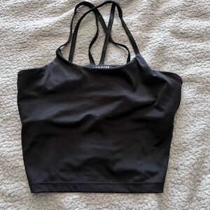Blogilates Black Strappy Cropped Workout Tank, Size Medium